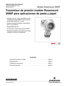 Transmisor de presión modelo Rosemount 2090P para aplicaciones