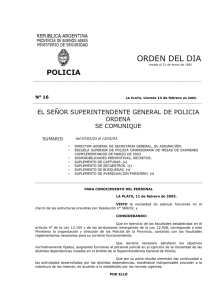 OD 16-03 - Ministerio de Seguridad Provincia de Buenos Aires