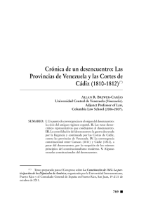 Las Provincias de Venezuela y las Cortes de Cádiz
