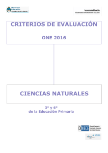 Criterios de Evaluación – ONE 2016 – Ciencias Naturales