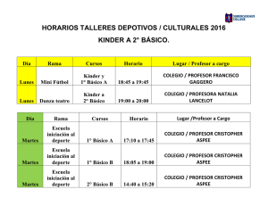 horarios talleres depotivos / culturales 2016 kinder a 2° básico.
