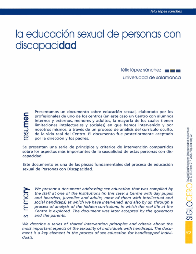 La Educación Sexual De Personas Con Discapacidad 8142