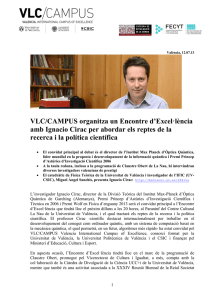 VLC/CAMPUS organitza un Encontre d`Excel·lència amb Ignacio