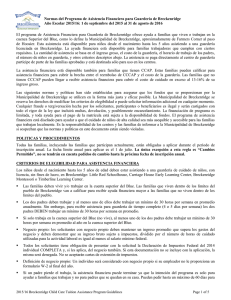 Normas del Programa de Asistencia Financiera para Guardería de