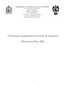 Contenidos programáticos Carrera de Ingeniero Electrónico Plan