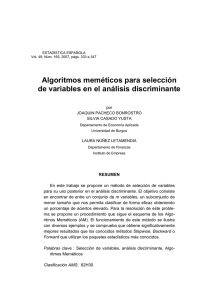 Algoritmos meméticos para selección de variables en el análisis