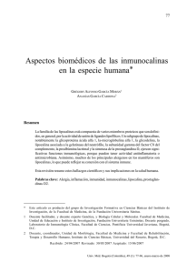 Aspectos biomédicos de las inmunocalinas en la especie humana*