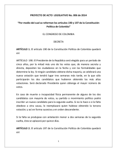 PROYECTO DE ACTO LEGISLATIVO No. 006 de 2014 “Por medio