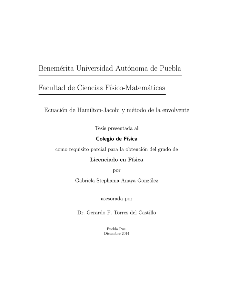 Ecuación de Hamilton Jacobi y método de la envolvente