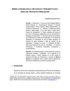 minería a pequeña escala: implicancias y problemática en el marco