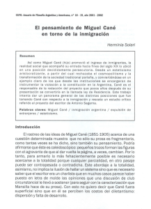 El pensamiento de Miguel Cané en torno de la inmigración