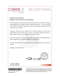 Copia de Inscripción Registro de Comercio de Santiago