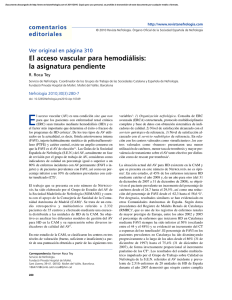 El acceso vascular para hemodiálisis: la asignatura