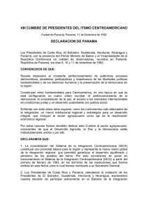 xiii cumbre de presidentes del itsmo centroamericano declaracion