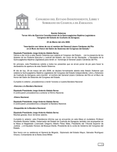 Sesión Solemne - Congreso del Estado de Coahuila