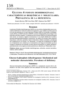 Resumen Glucose-6-phosphate dehydrogenase: biochemical and