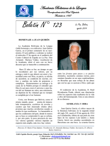 Boletín N° 123 La Paz, Bolivia - Asociación de Academias de la
