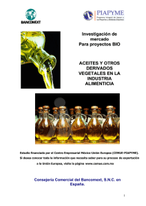 aceites y otros derivados vegetales en la industria