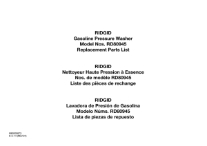 RIDGID Gasoline Pressure Washer Model Nos