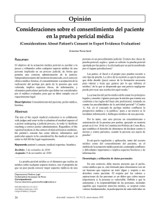 Opinión Consideraciones sobre el consentimiento del paciente en