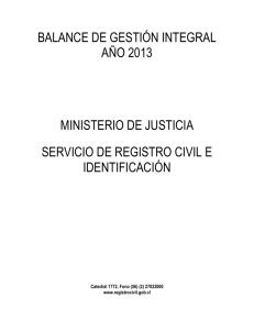 balance de gestión integral año 2013 ministerio de justicia