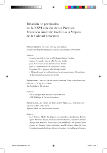 XXVI Premios Francisco Giner de los Ríos. Relación de premiados