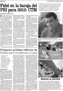 Fidel en la baraja del PRI para 2012: CTM