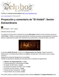 Proyección y comentario de "El Hobbit": Sesión Extraordinaria