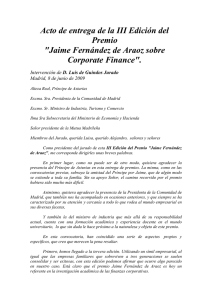 Acto de entrega de la III Edición del Premio "Jaime Fernández de