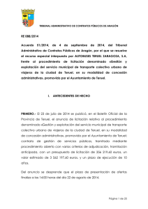 RE 088/2014 Acuerdo 51/2014, de 4 de septiembre de 2014, del
