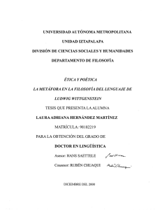 departamento de filosof&iacute;a la met&aacute;fom en la filosof~a del lenguaje de