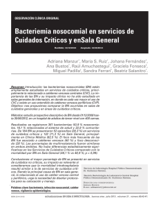 Bacteriemia nosocomial en servicios de Cuidados Críticos y enSala