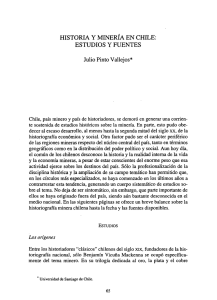 HISTORIA Y MINERÍA EN CHILE: ESTUDIOS y FUENTES