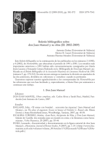 Boletín bibliográfico sobre don Juan Manuel y su obra