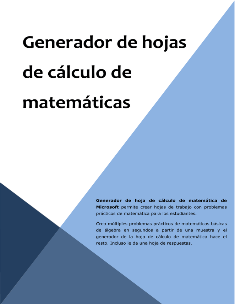 Generador De Hojas De Cálculo De Matemáticas