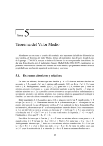 Tema 5: Teorema del Valor Medio