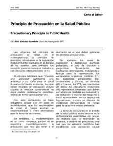 Principio de precaución en Salud Pública. Sanabria, G