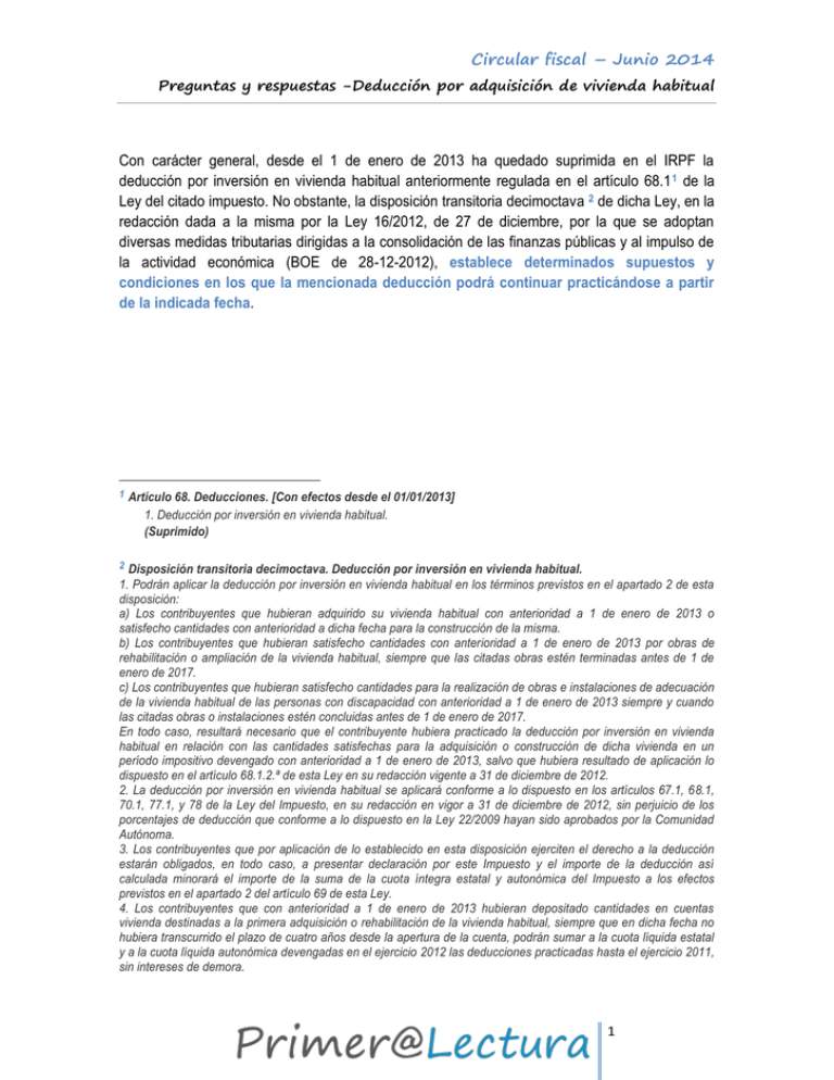 Deducción de la Vivienda Habitual
