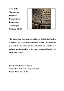 “La autoridad doctrinal ejercida por la Iglesia Católica Argentina en