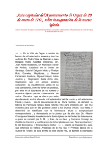 Acta capitular del Ayuntamiento de Orgaz de 20 de enero de 1763