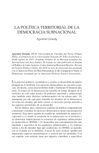 la política territorial de la democracia subnacional