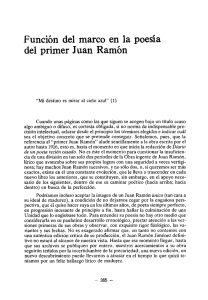 Función del marco en la poesía del primer Juan Ramón