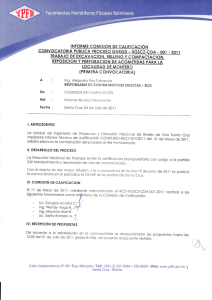 INFORME COMISION DE CALIFICACION CDA-001-11