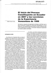 El Inicio del Proceso Constituyente en Ecuador en 2007 y las