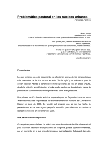 Problemática pastoral en los núcleos urbanos