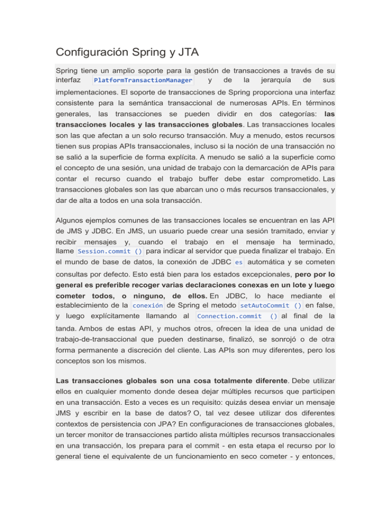 Configuración Spring y JTA