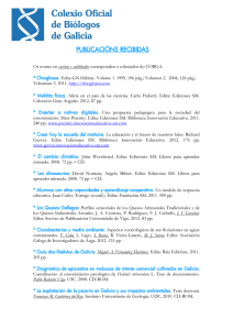 publicacións recibidas - Colexio Oficial de Biólogos de Galicia