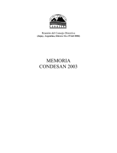 MEMORIA CONDESAN 2003