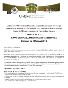 Convocatoria 2015 - Estado de México Olimpiada de Matemáticas