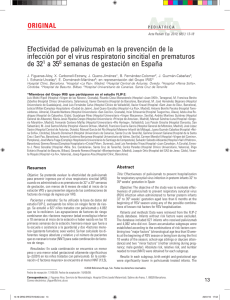 Efectividad de palivizumab en la prevención de la infección por el